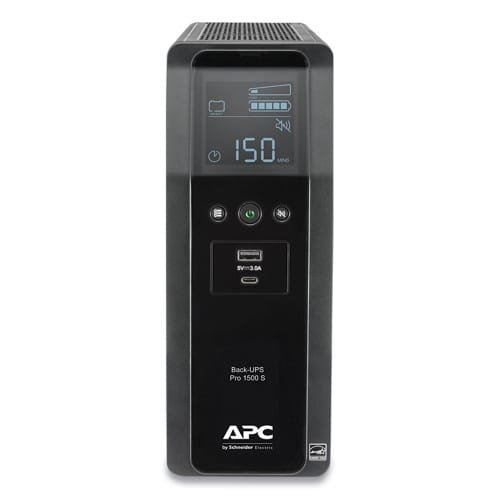 APC Back-UPS PRO BR Series SineWave Battery Backup System, 10 Outlets, 1,500 VA, 1,080 J (SEUBR1500MS)