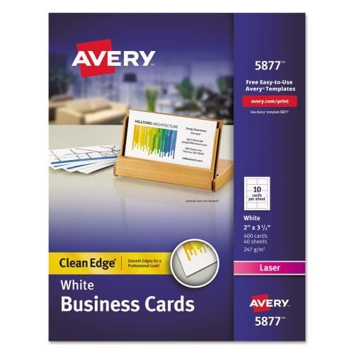 Avery Clean Edge Business Cards, Laser, 2 x 3.5, White, 400 Cards, 10 CardsSheet, 40 SheetsBox (AVE5877) (4)