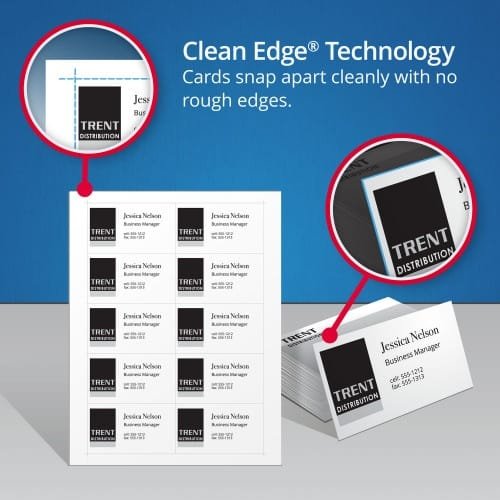 Avery Clean Edge Business Cards, Laser, 2 x 3.5, White, 400 Cards, 10 CardsSheet, 40 SheetsBox (AVE5877) (7)