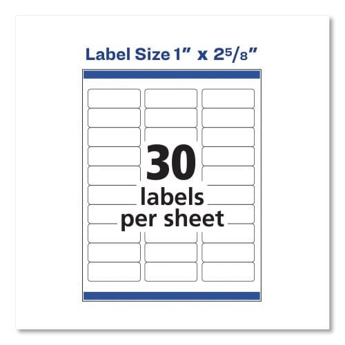 Avery Easy Peel White Address Labels w Sure Feed Technology, Inkjet Printers, 1 x 2.63, White, 30Sheet, 100 SheetsBox (AVE8460) (7)