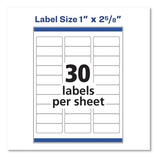 Avery Easy Peel White Address Labels w Sure Feed Technology, Inkjet Printers, 1 x 2.63, White, 30Sheet, 25 SheetsPack (AVE8160) (3)