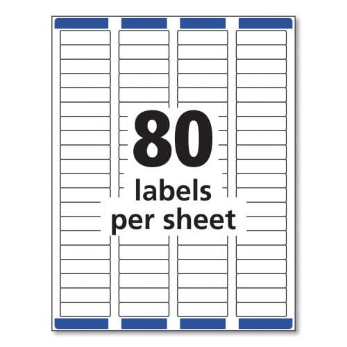 Avery Easy Peel White Address Labels w Sure Feed Technology, Laser Printers, 0.5 x 1.75, White, 80Sheet, 25 SheetsPack (AVE5267) (7)