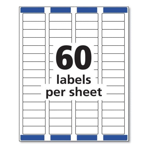 Avery Easy Peel White Address Labels w Sure Feed Technology, Laser Printers, 0.66 x 1.75, White, 60Sheet, 100 SheetsPack (AVE5155) (5)