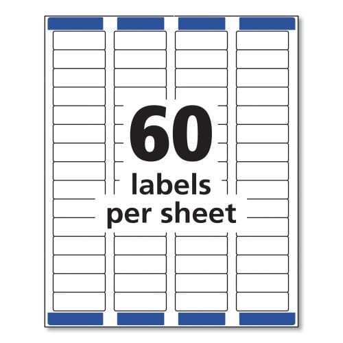 Avery Easy Peel White Address Labels w Sure Feed Technology, Laser Printers, 0.66 x 1.75, White, 60Sheet, 25 SheetsPack (AVE5195) (4)