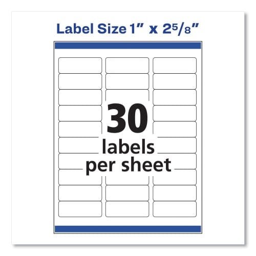 Avery Easy Peel White Address Labels w Sure Feed Technology, Laser Printers, 1 x 2.63, White, 30Sheet, 25 SheetsPack (AVE5260) (6)