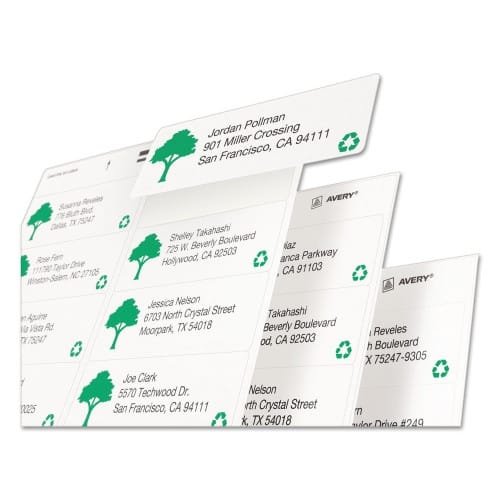 Avery EcoFriendly Mailing Labels, InkjetLaser Printers, 1 x 2.63, White, 30Sheet, 100 SheetsPack (AVE48460) (5)