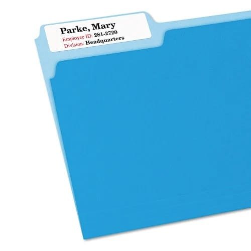 Avery Extra-Large TrueBlock File Folder Labels with Sure Feed Technology, 0.94 x 3.44, White, 18Sheet, 25 SheetsPack (AVE5027)