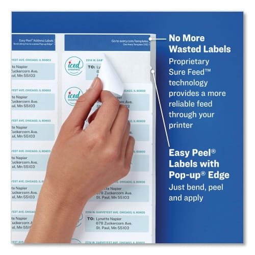 Avery Glossy Clear Easy Peel Mailing Labels w Sure Feed Technology, InkjetLaser Printers, 0.66 x 1.75, 60Sheet, 10 SheetsPK (AVE6520) (2)