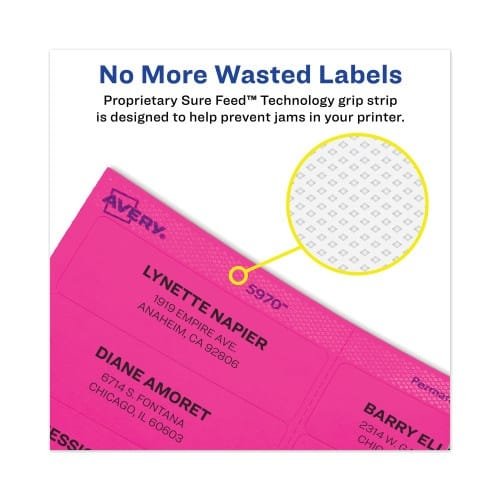 Avery High-Vis Removable LaserInkjet ID Labels w Sure Feed, 1 x 2.63, Neon, 360PK (AVE6479) (7)