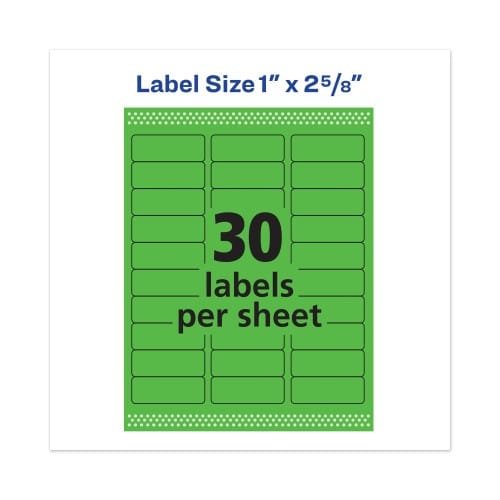 Avery High-Visibility Permanent Laser ID Labels, 1 x 2.63, Neon Green, 750Pack (AVE5971) (4)