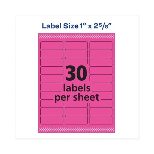 Avery High-Visibility Permanent Laser ID Labels, 1 x 2.63, Neon Magenta, 750Pack (AVE5970) (4)