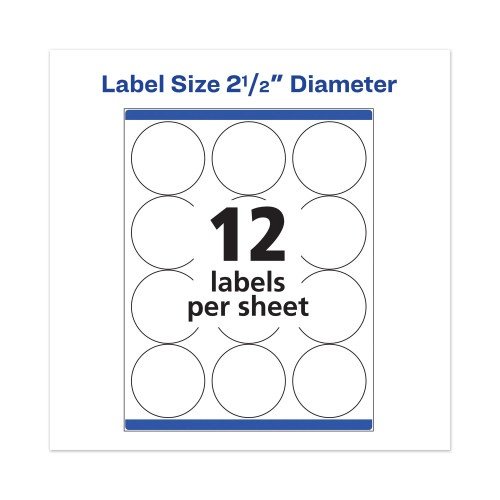 Avery Permanent Laser Print-to-the-Edge ID Labels wSureFeed, 2 12dia, White, 300PK (AVE5294) (5)