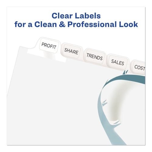 Avery Print and Apply Index Maker Clear Label Dividers, 12-Tab, White Tabs, 11 x 8.5, 5 Sets (AVE11429) (6)