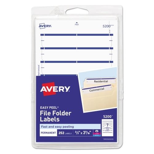 Avery Printable 4 x 6 - Permanent File Folder Labels, 0.69 x 3.44, White, 7Sheet, 36 SheetsPack, (AVE05200) (6)