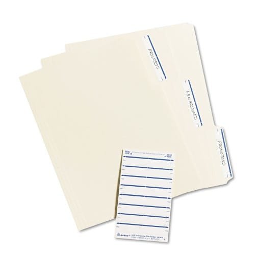 Avery Printable 4 x 6 - Permanent File Folder Labels, 0.69 x 3.44, White, 7Sheet, 36 SheetsPack, (AVE05200)