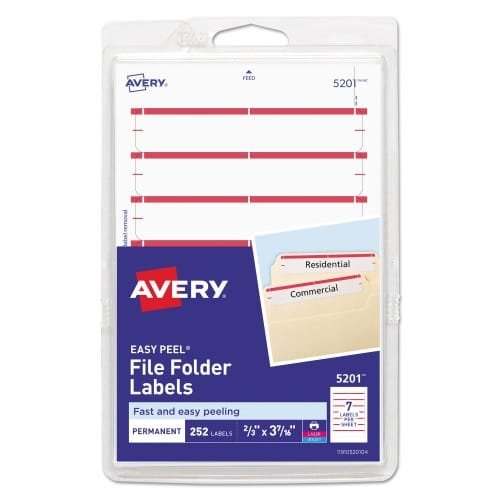 Avery Printable 4 x 6 - Permanent File Folder Labels, 0.69 x 3.44, White, 7Sheet, 36 SheetsPack, (AVE05201) (4)