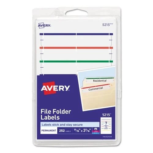 Avery Printable 4 x 6 - Permanent File Folder Labels, 0.69 x 3.44, White, 7Sheet, 36 SheetsPack, (AVE05215) (2)