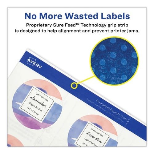 Avery Printable Self-Adhesive Permanent ID Labels wSure Feed, 0.75 dia, Clear, 400PK (AVE4222) (4)