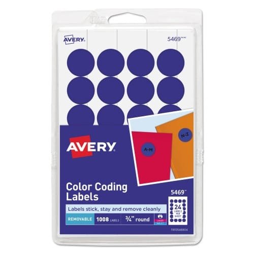 Avery Printable Self-Adhesive Removable Color-Coding Labels, 0.75 dia, Dark Blue, 24Sheet, 42 SheetsPack, (AVE05469) (3)