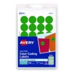 Avery Printable Self-Adhesive Removable Color-Coding Labels, 0.75 dia, Green, 24Sheet, 42 SheetsPack, (AVE05463)