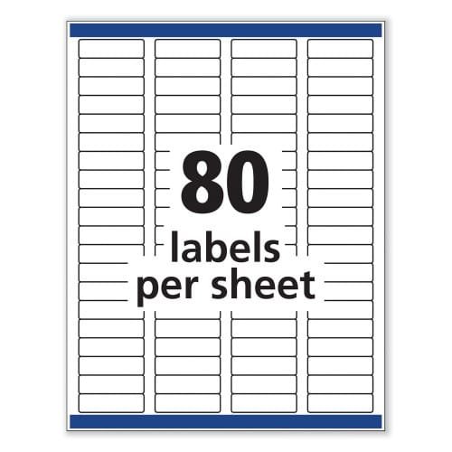 Avery Removable Multi-Use Labels, InkjetLaser Printers, 0.5 x 1.75, White, 80Sheet, 25 SheetsPack (AVE6467) (3)