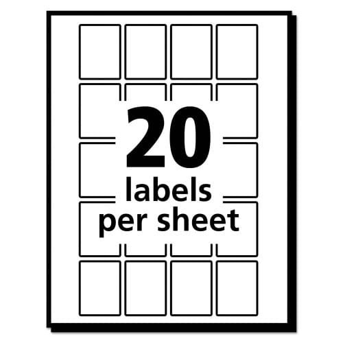 Avery Removable Multi-Use Labels, InkjetLaser Printers, 1 x 0.75, White, 20Sheet, 50 SheetsPack, (AVE05428) (4)