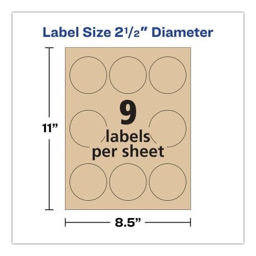 Avery Round Brown Kraft Print-to-the-Edge Labels, 2.5 dia, 225PK (AVE22808) (5)