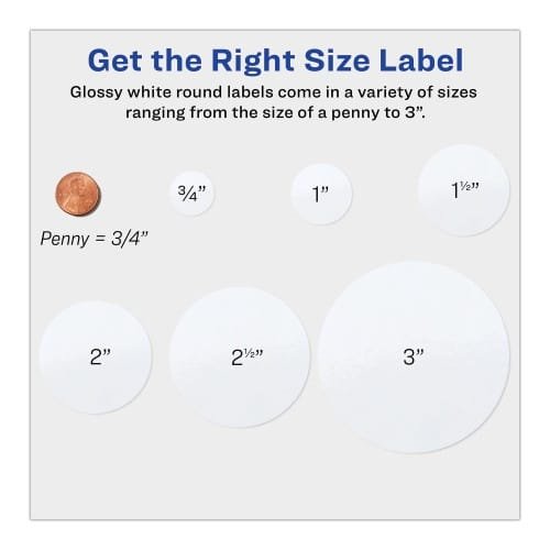 Avery Round Print-to-the Edge Labels with SureFeed, 2.5 dia, Glossy White, 90PK (AVE22830) (4)