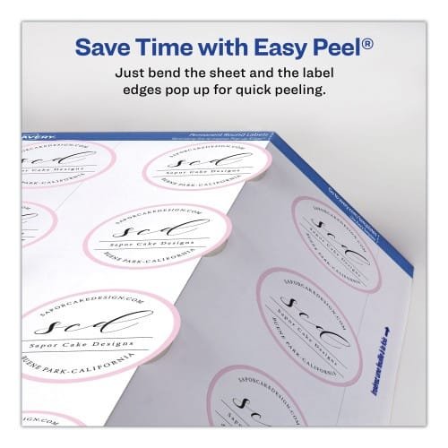 Avery Round Print-to-the Edge Labels with SureFeed, 2.5 dia, Glossy White, 90PK (AVE22830)