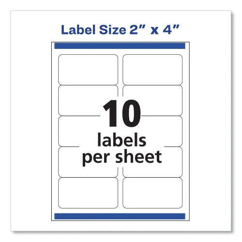 Avery Shipping Labels w TrueBlock Technology, Inkjet Printers, 2 x 4, White, 10Sheet, 10 SheetsPack (AVE18163) (4)