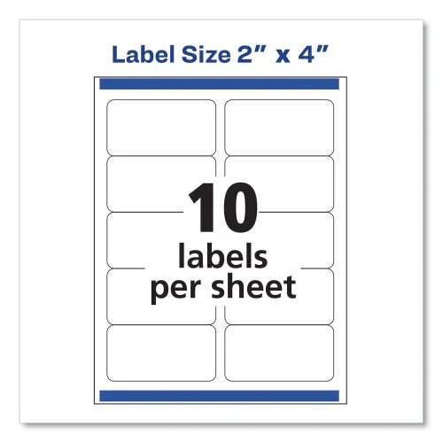 Avery Shipping Labels w TrueBlock Technology, Inkjet Printers, 2 x 4, White, 10Sheet, 25 SheetsPack (AVE8163) (8)