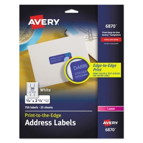 Avery Vibrant Laser Color-Print Labels w Sure Feed, 0.75 x 2.25, White, 750PK (AVE6870) (3)