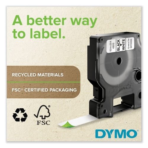 DYMO D1 High-Performance Polyester Removable Label Tape, 0.5 x 23 ft, Black on White (DYM45013) (4)