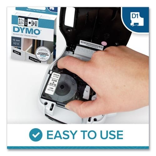 DYMO D1 High-Performance Polyester Removable Label Tape, 0.5 x 23 ft, Black on White (DYM45013)