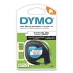 DYMO LetraTag Plastic Label Tape Cassette, 0.5 x 13 ft, White (DYM91331)