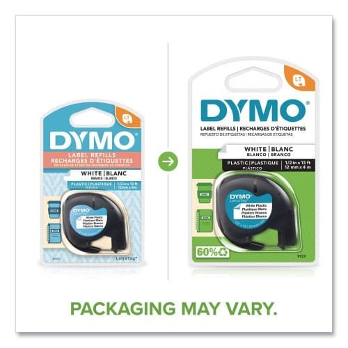 DYMO LetraTag Plastic Label Tape Cassette, 0.5 x 13 ft, White (DYM91331) (2)