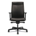 HON Ignition 2.0 Upholstered Mid-Back Task Chair With Lumbar, Supports 300 lb, 17 to 22 Seat, Black Vinyl SeatBack, Black Base (HONI2UL2AU10TK) (2)