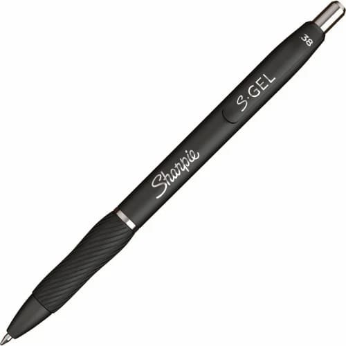 Sharpie S-Gel High-Performance Gel Pen, Retractable, Extra-Fine 0.38 mm, Black Ink, Black Barrel, Dozen (SAN2140521)