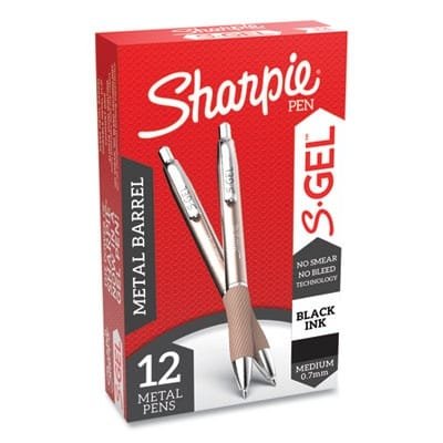 Sharpie S-Gel Premium Metal Barrel Gel Pen, Retractable, Medium 0.7 mm, Black Ink, Champagne Barrel, Dozen (SAN2147526) (7)