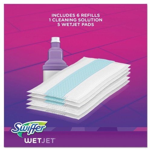 Swiffer WetJet Mop, 11 x 5 White Cloth Head, 46 PurpleSilver AluminumPlastic Handle, 2Carton (92811CT) (6)