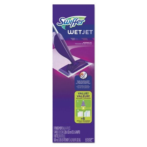 Swiffer WetJet Mop, 11 x 5 White Cloth Head, 46 PurpleSilver AluminumPlastic Handle, 2Carton (92811CT) (7)