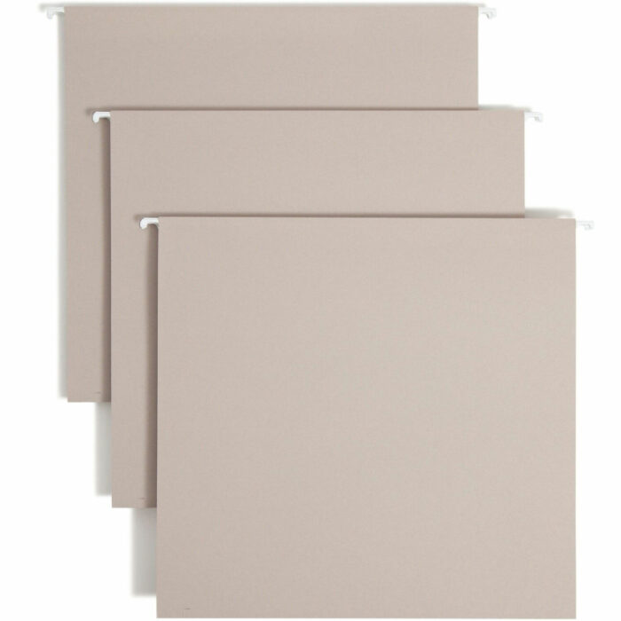 Smead TUFF Extra Capacity Hanging File Folders with Easy Slide Tabs, 4" Capacity, Letter, 1/3-Cut Tabs, Steel Gray, 18/Box (SMD64242)