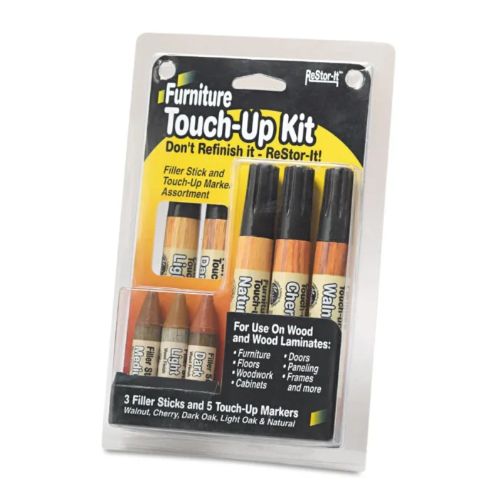 Master Caster ReStor-It Furniture Touch-Up Kit with (5) Woodgrain Markers, (3) Filler Sticks, 4.25 x 0.38 x 6.75 (MAS18000)