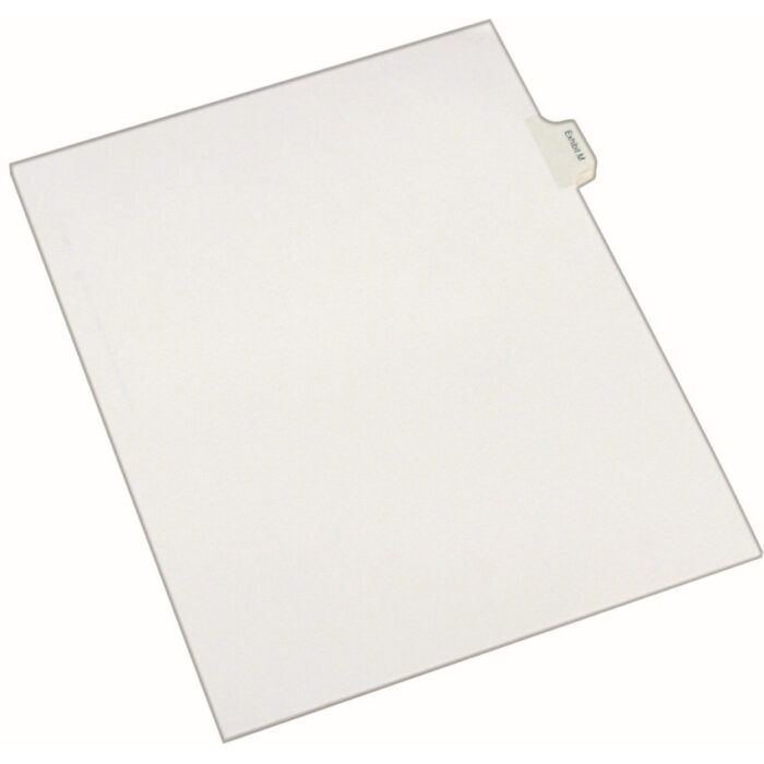 Avery Allstate-Style Legal Side Tab Dividers, 26-Tab, Exhibit M, 11 x 8.5, White, 25/Pack (AVE82119)