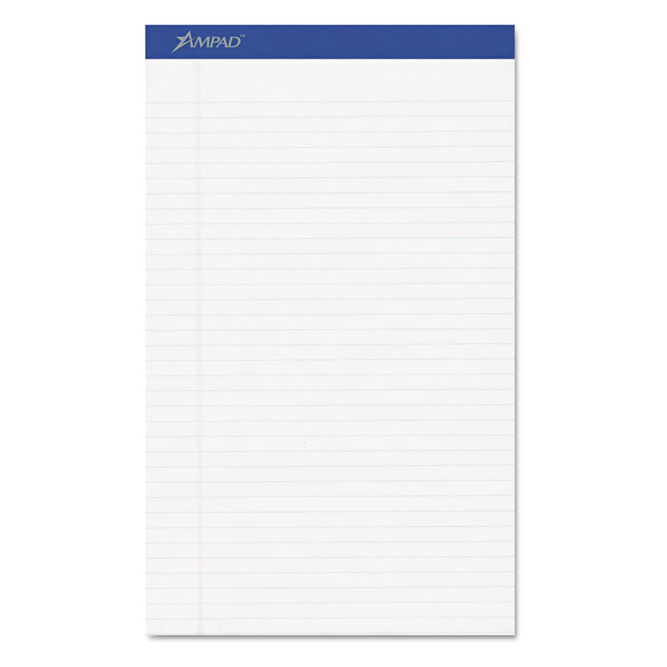 Ampad Perforated Writing Pads, Wide/Legal Rule, 50 White 8.5 x 14 Sheets, Dozen (TOP20330)