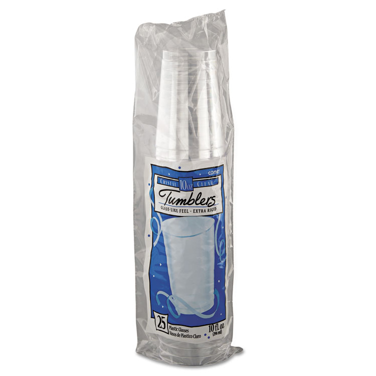 WNA Comet Plastic Tumblers, 10 oz, Clear, 25/Pack, 20 Packs/Carton (WNAT10)
