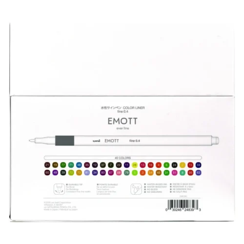 uniball EMOTT ever fine Porous Point Pen, Stick, Fine 0.4 mm, Assorted Ink Colors, White Barrel, 40/Pack (UBC24839)