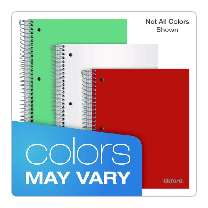 Oxford Three-Subject Notebook, 3 Subject, College Rule, Randomly Assorted Cover Color, (150) 11 x 9 Sheets (OXF10586)