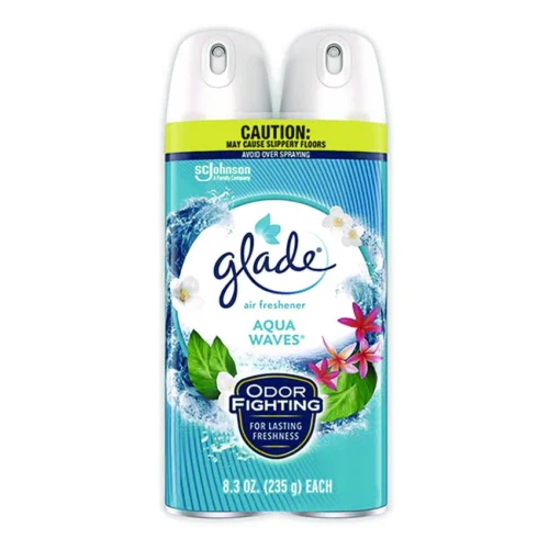 Glade Air Freshener, Aqua Waves Scent, 8.3 oz Aerosol Spray, 2/Pack (SJN357471)