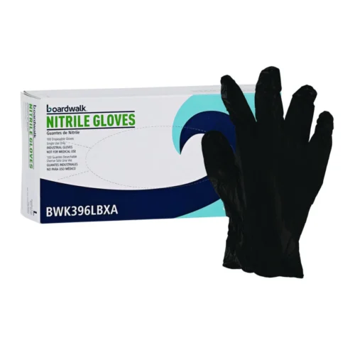 General Disposable General-Purpose Powder-Free Nitrile Gloves, Large, Black, 4.4 mil, 100/Box (BWK396LBXA)